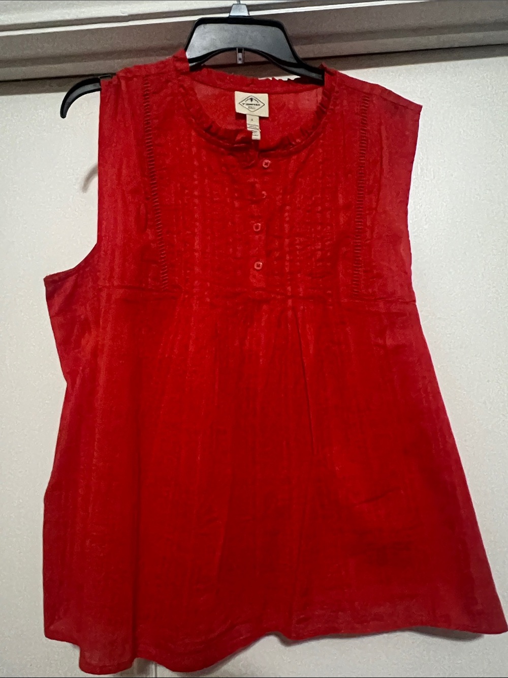 St. John's Bay Red Pintuck Sleeveless Blouse